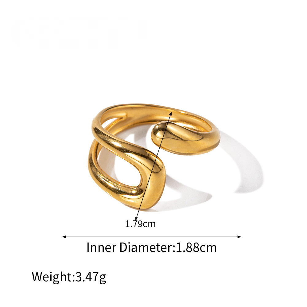 Stainless Steel Nail Cubic Zirconia Open Ring