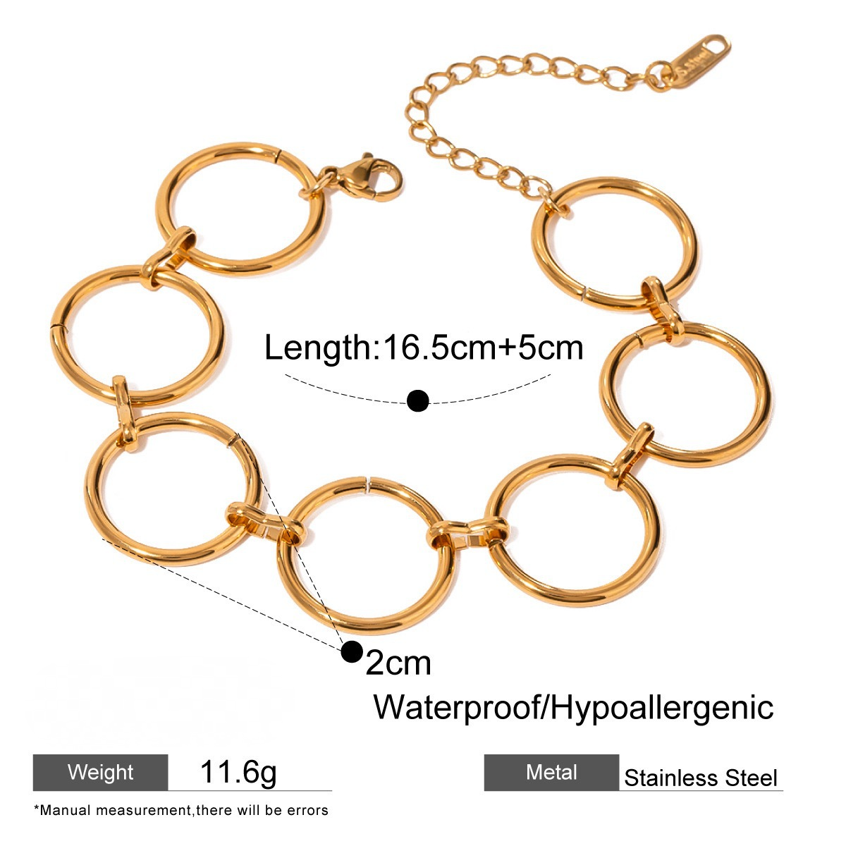 Stainless Steel Double C-shaped Cuff Bracelet