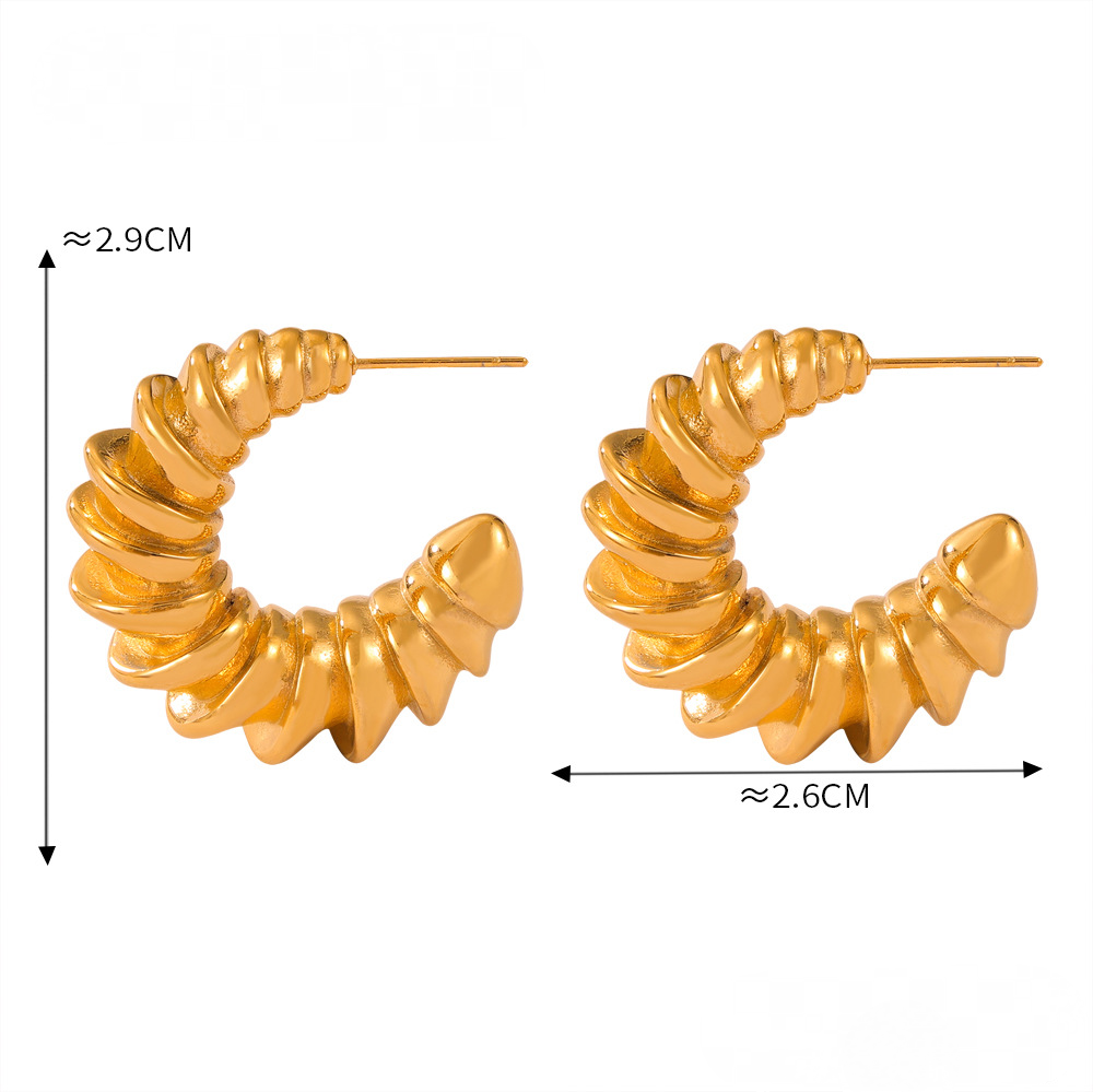 Corrugated Half Round Stainless Steel Earrings