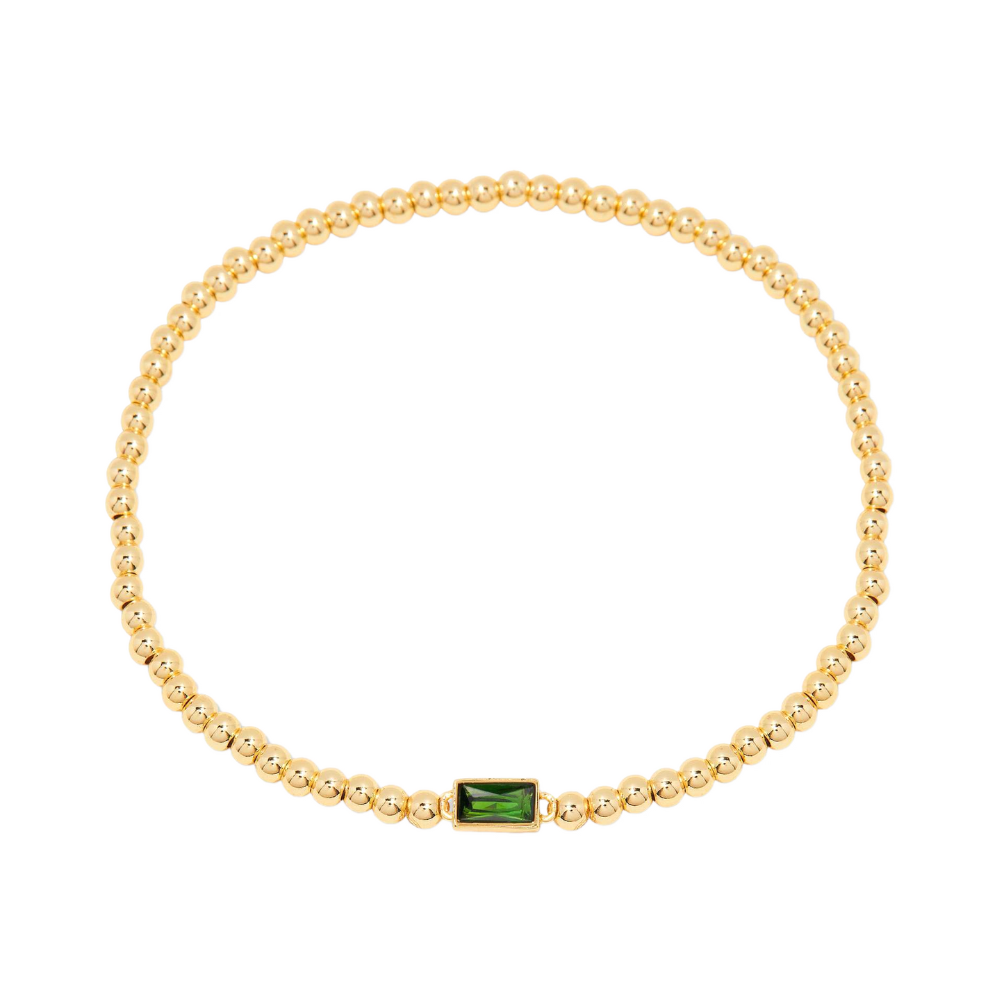 Stainless Steel Square Birthstone Beaded Bracelet