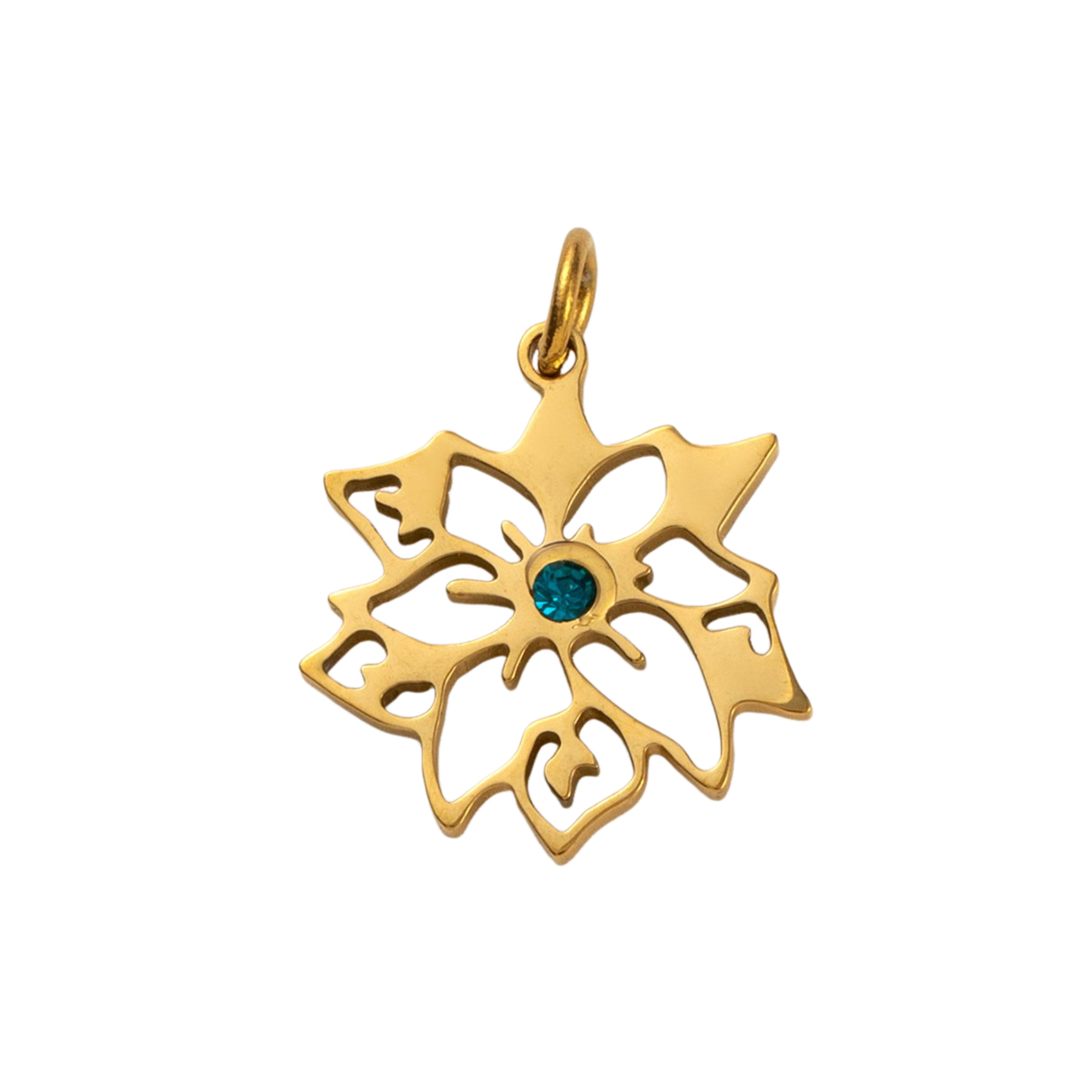 Stainless Steel Birth Flower Inlay Birthstone Pendant