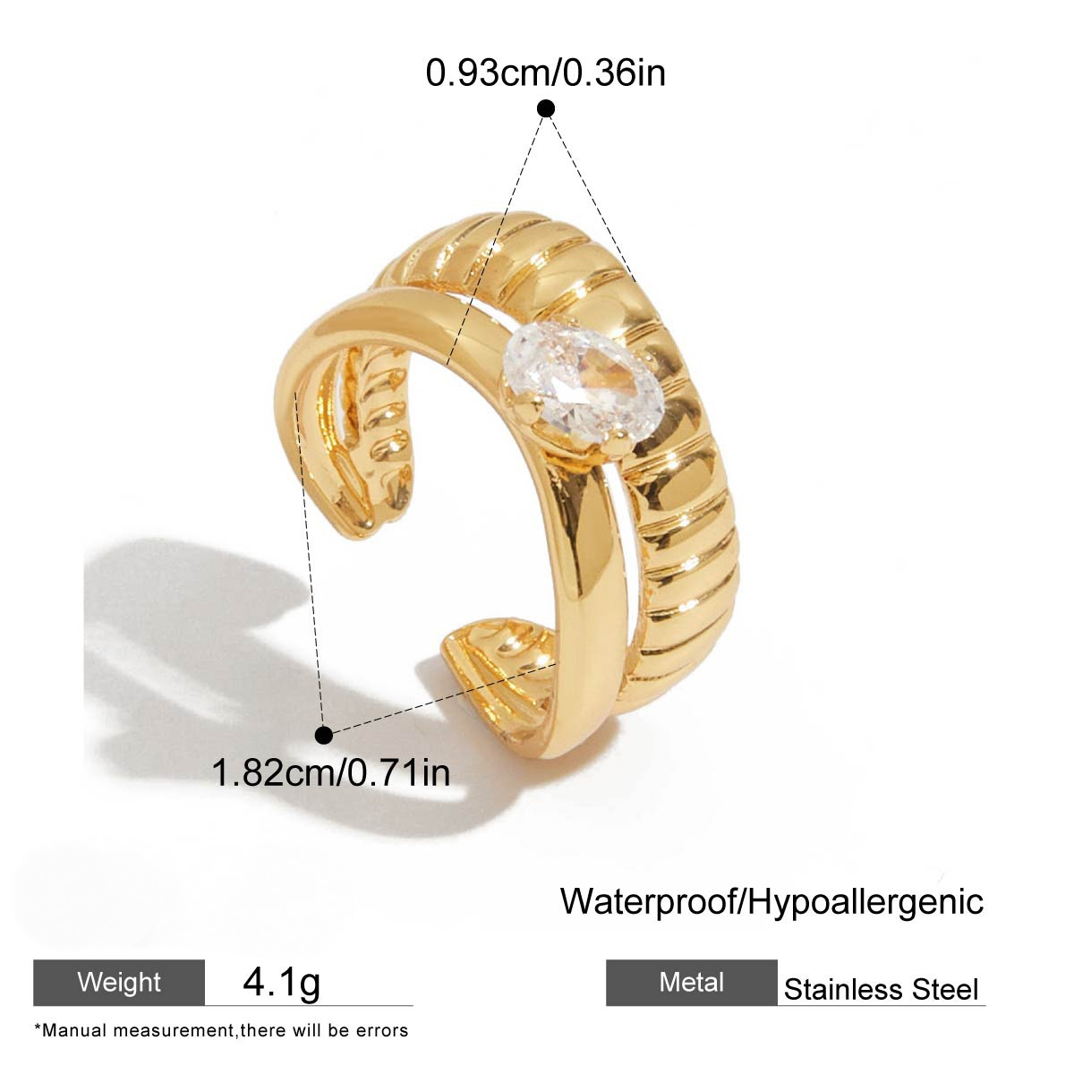 Stainless Steel Cubic Zirconia Ring Combination