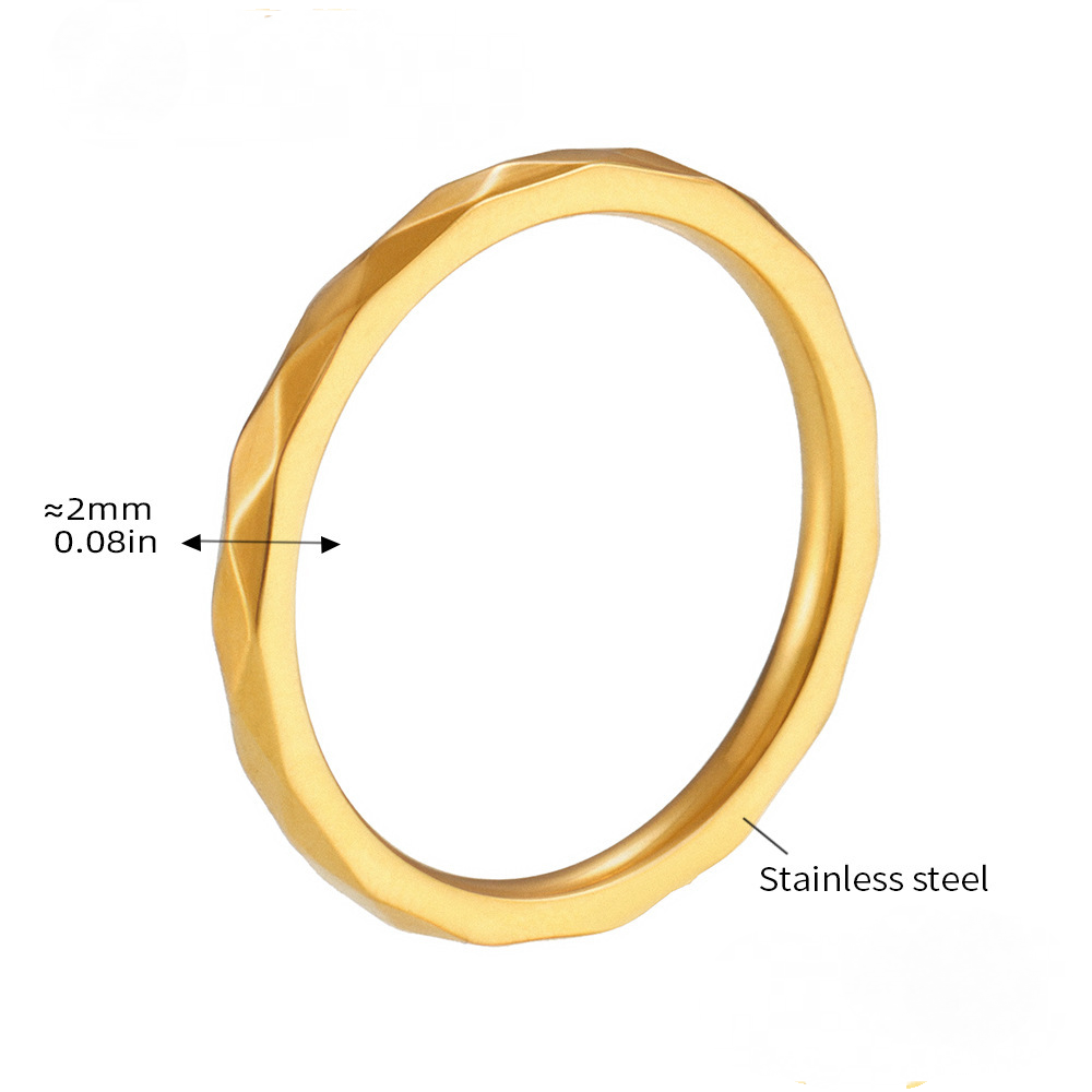 Stainless Steel Diamond Texture Thin Ring