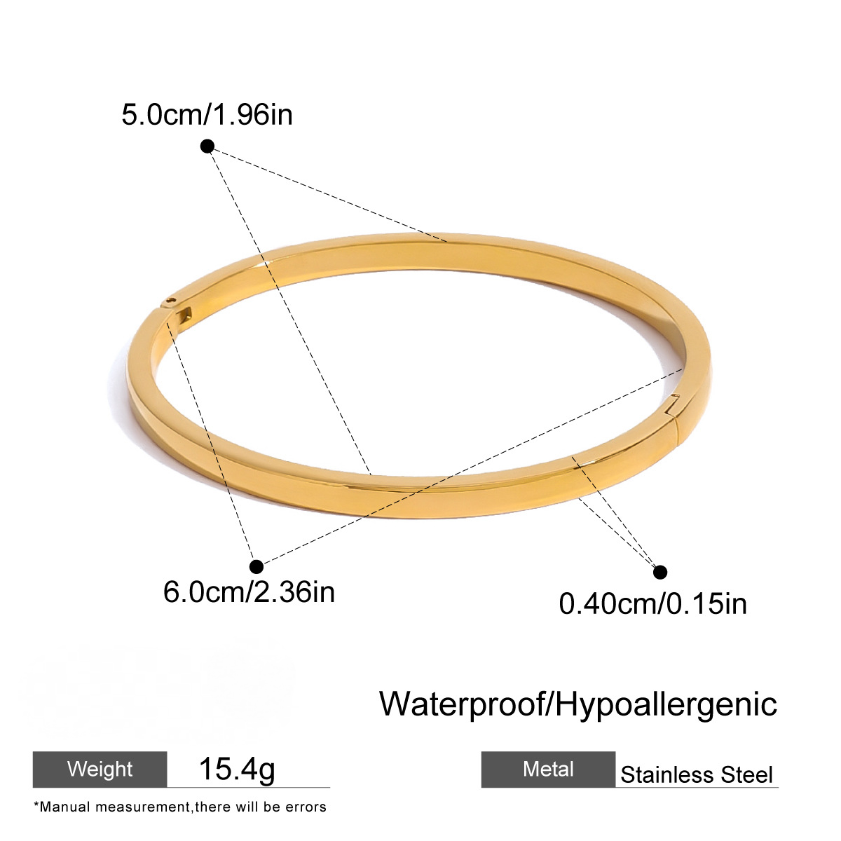 Stainless Steel Classic Square Buckle Bangle Combination