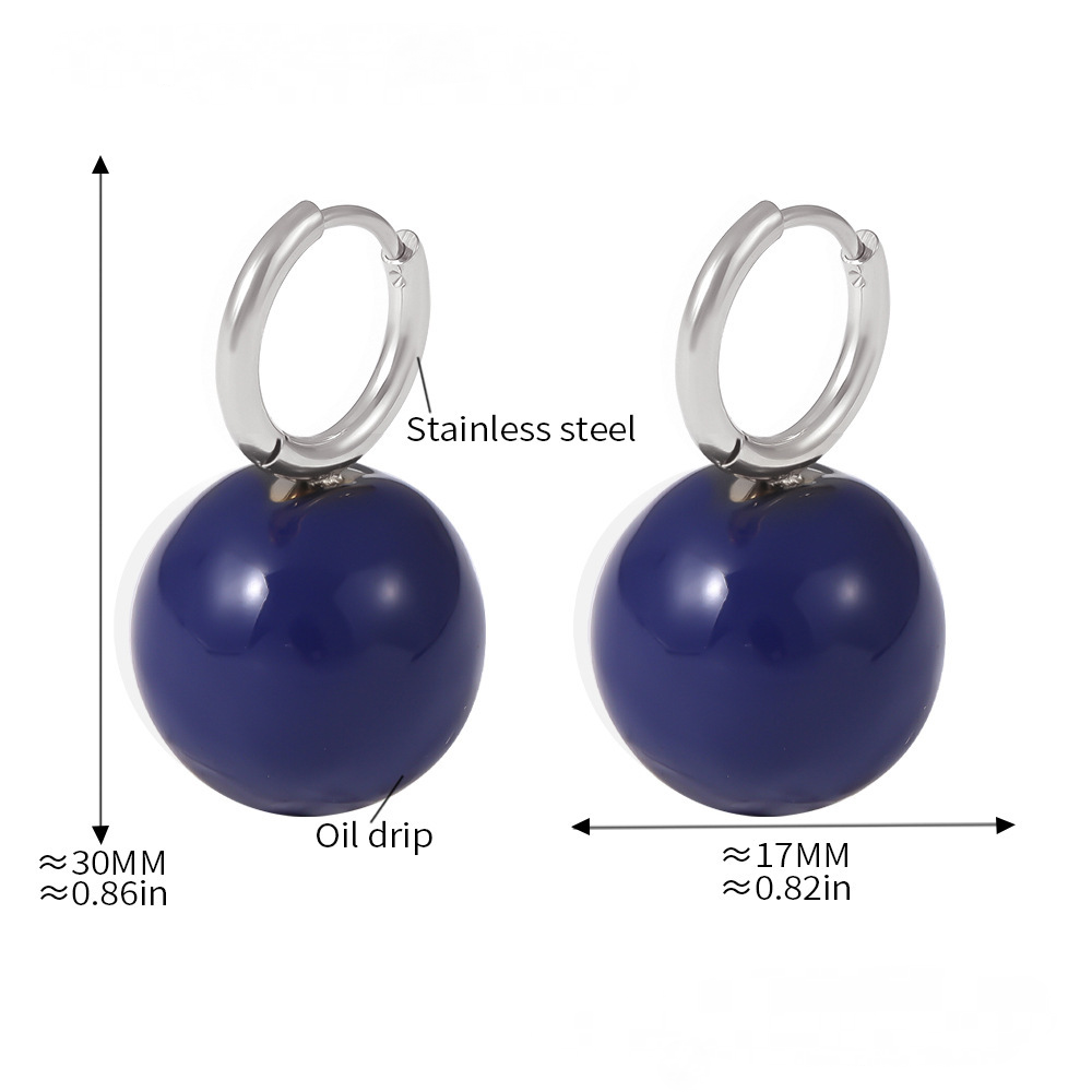 Stainless Steel Candy Color Hollow Bead Drop Earrings