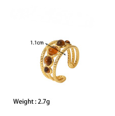 Stainless Steel Natural Tiger's Eye Ring Collection
