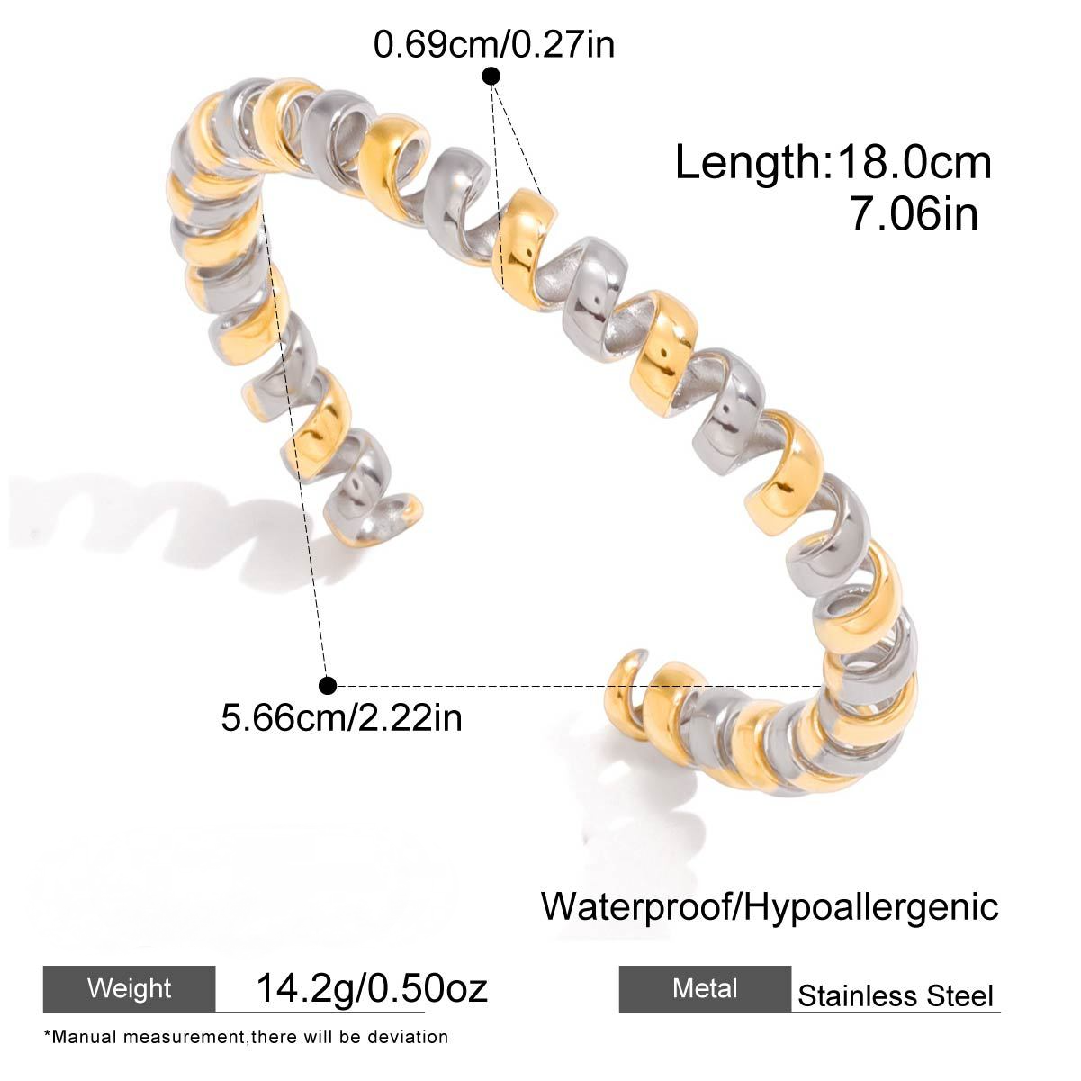 Stainless Steel Telephone Wire Cuff Bracelet