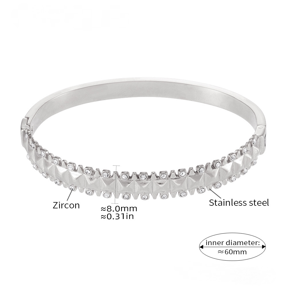 Stainless Steel Rivet Cubic Zirconia Bracelet