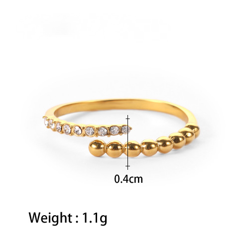 Stainless Steel 18K Gold PVD Diamond-set Open Ring