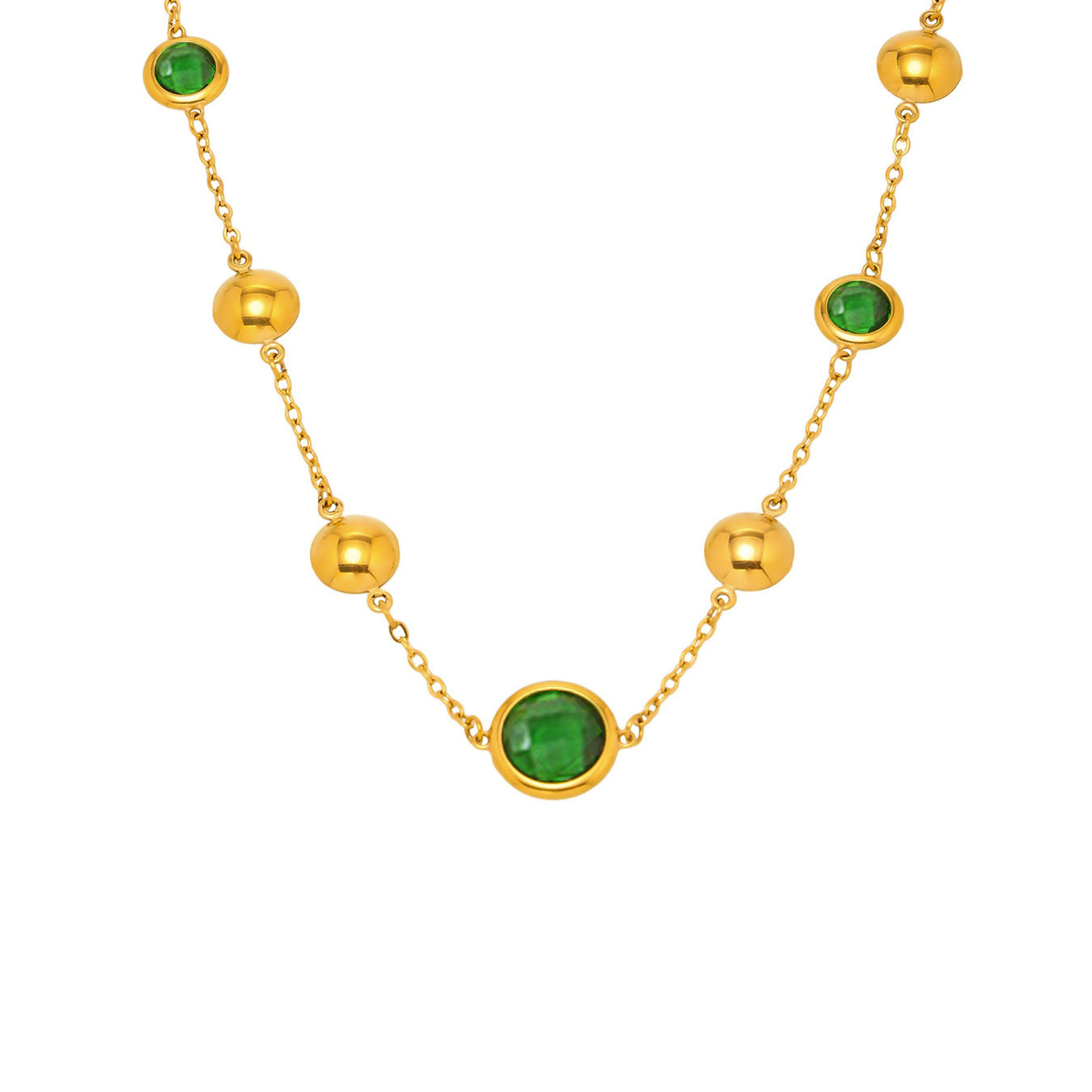 Stainless Steel Super Flash Cut Glass Necklace