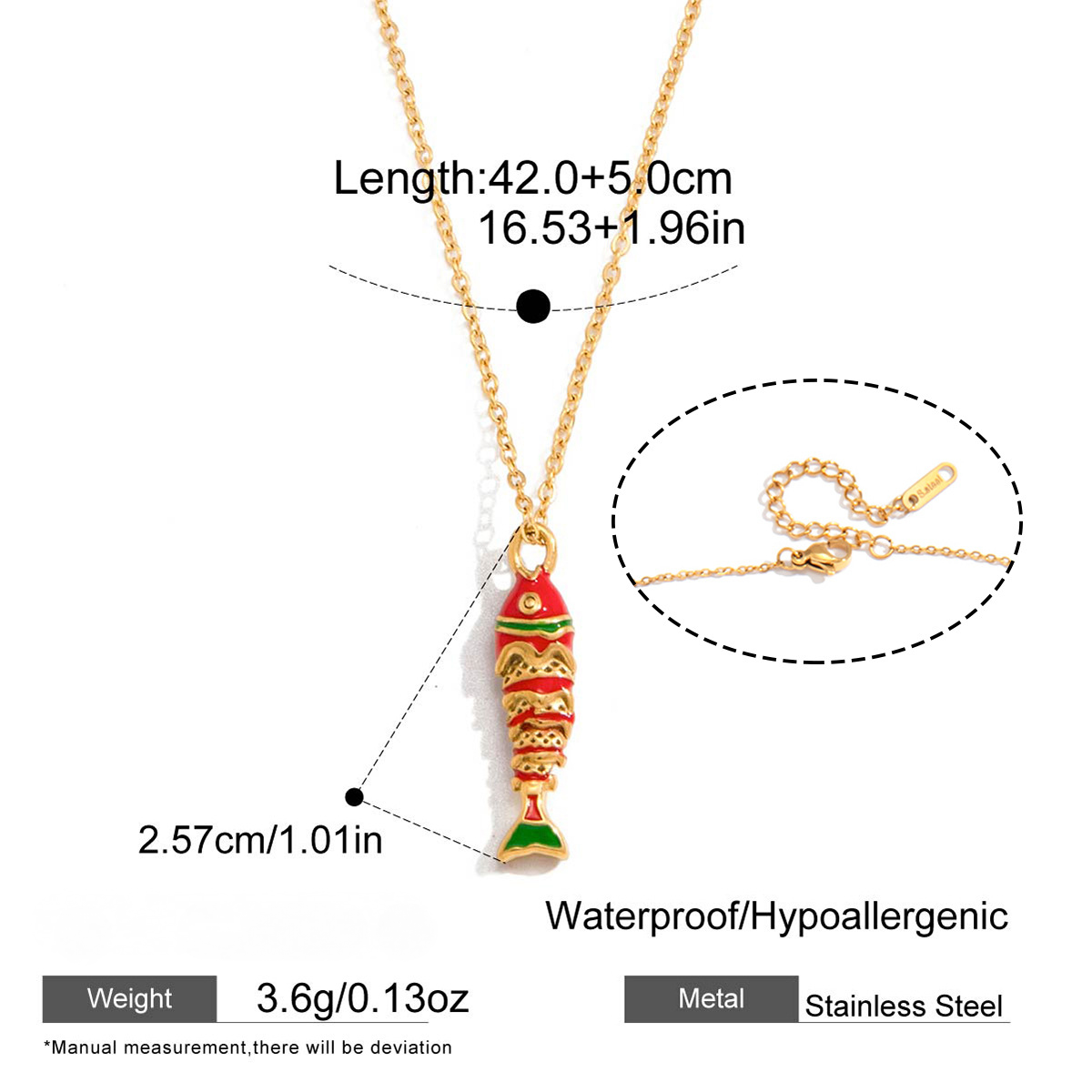 Stainless Steel Enamel Fish Pendant Necklace