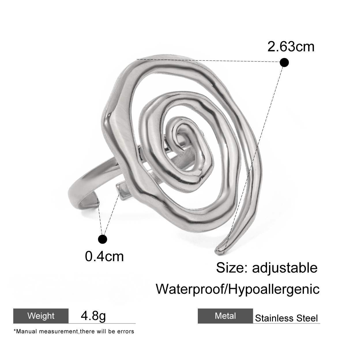Stainless Steel Exaggerated Cubic Zirconia Ring