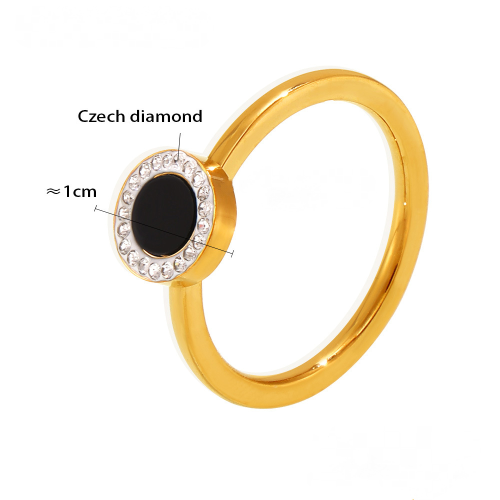 Stainless Steel Simple Czech Diamond Ring