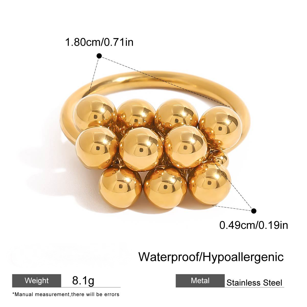 Stainless Steel Light Luxury Multi-ball Ring