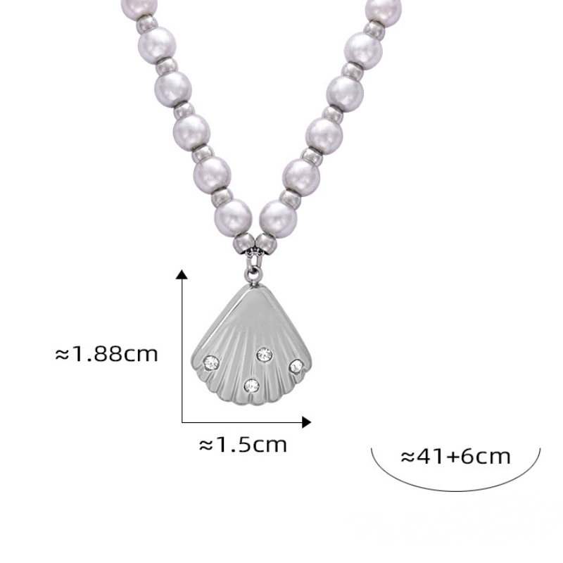 Stainless Steel Shell Shape Pendant Necklace Earrings Jewelry Suit