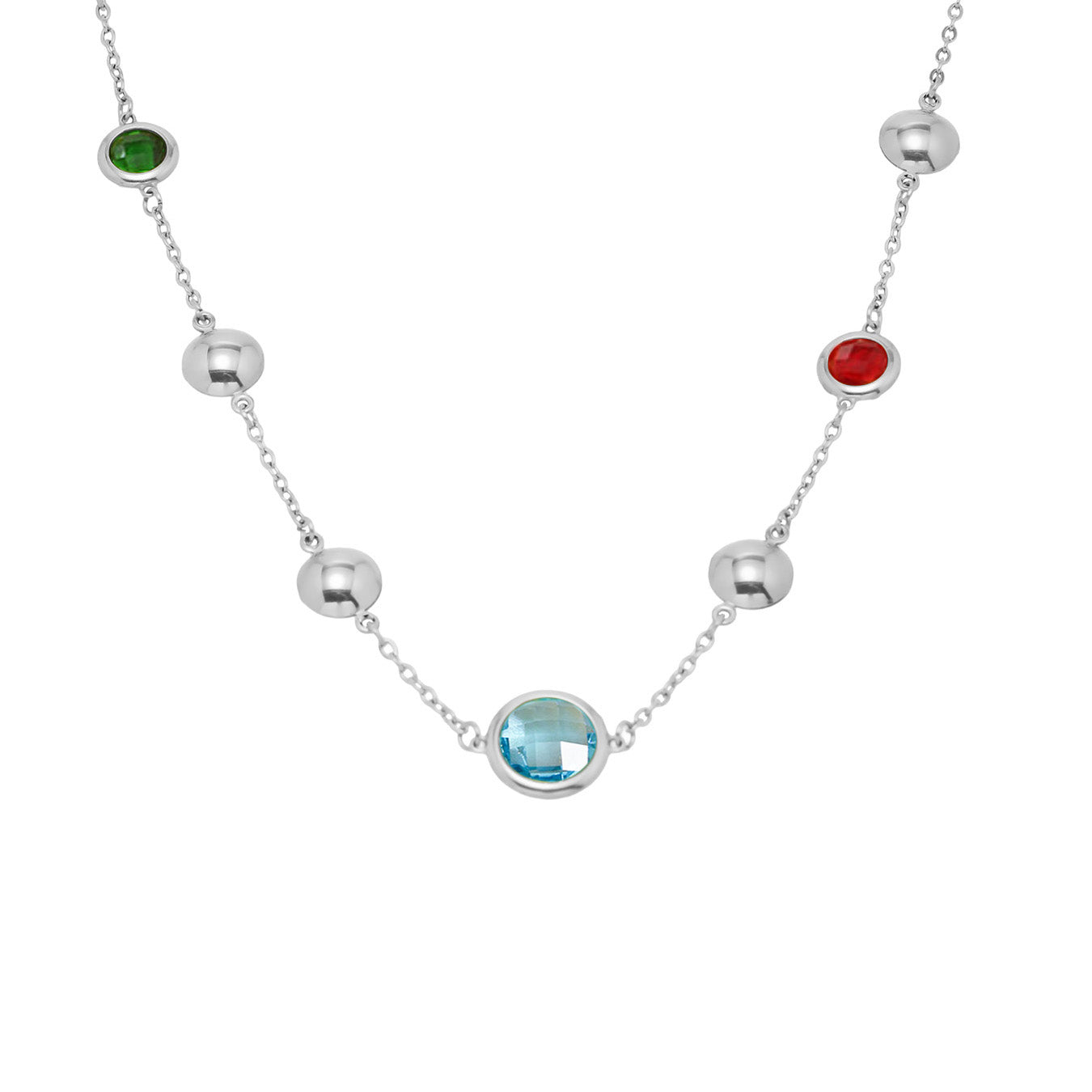Stainless Steel Super Flash Cut Glass Necklace