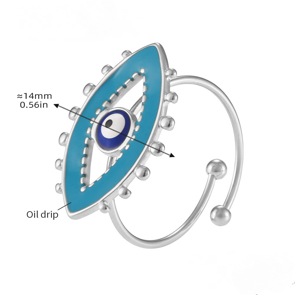 Stainless Steel Evil Eye Oil Drop Cuff Ring