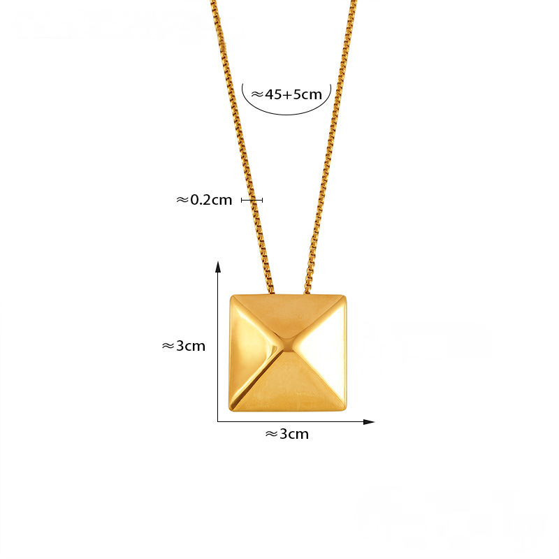 Stainless Steel Cube 3D Triangle Pendant Necklace