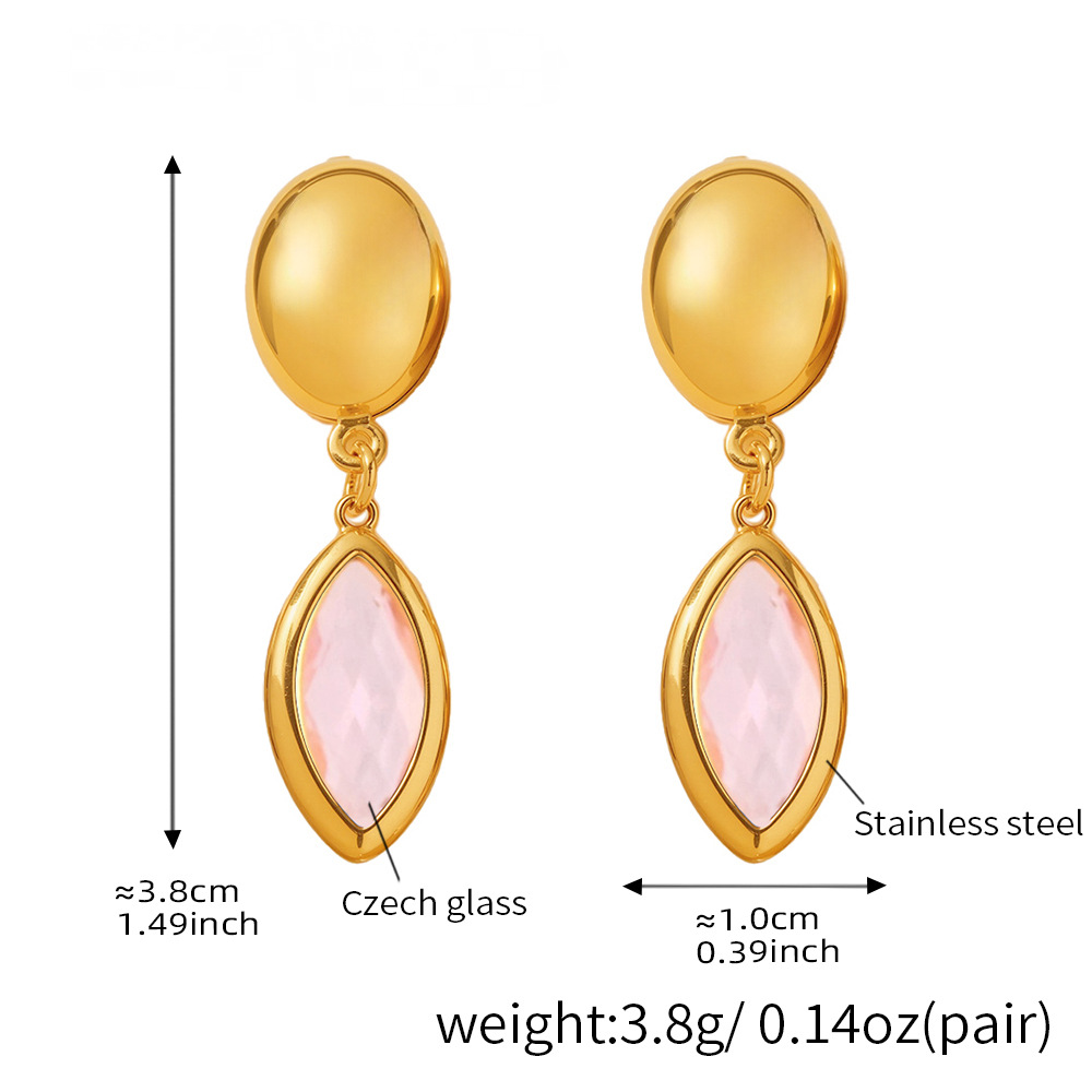 18K Gold PVD Cut Czech Crystal Glass Earrings