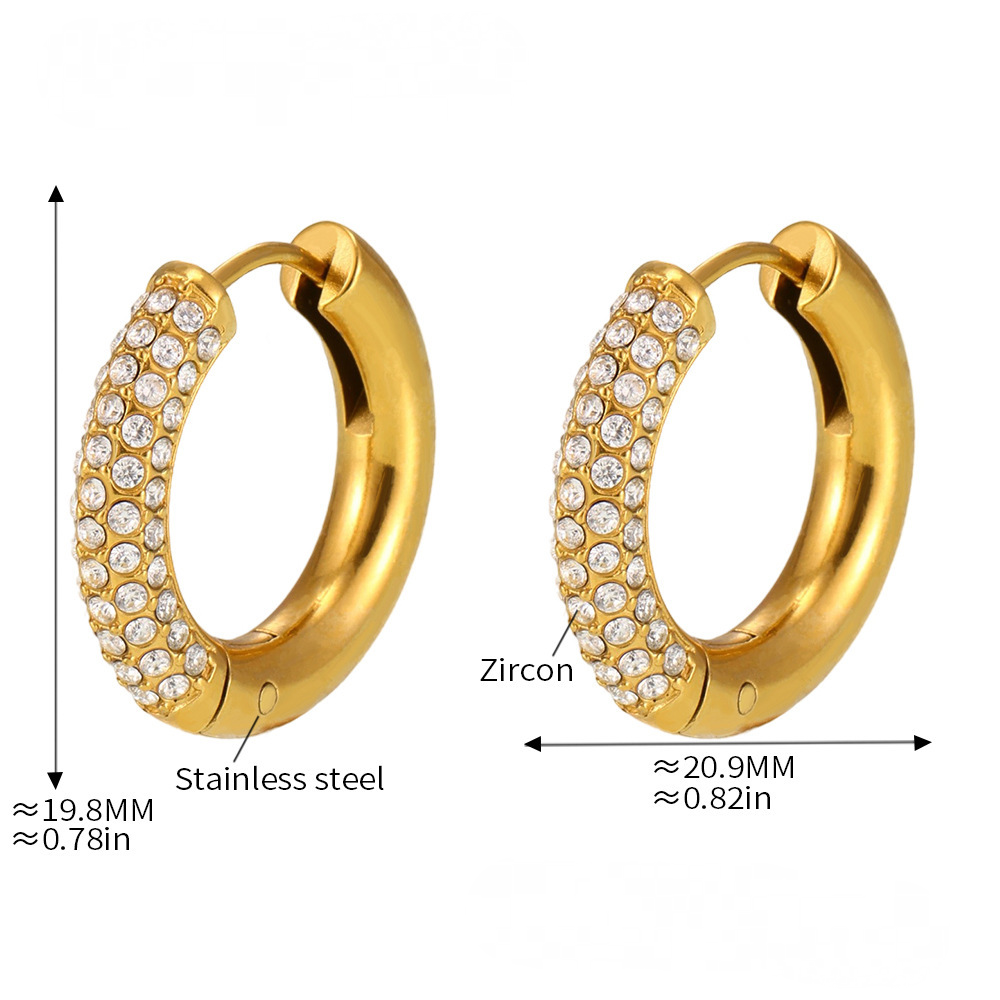 4mm Stainless Steel Cubic Zirconia Huggie Earrings