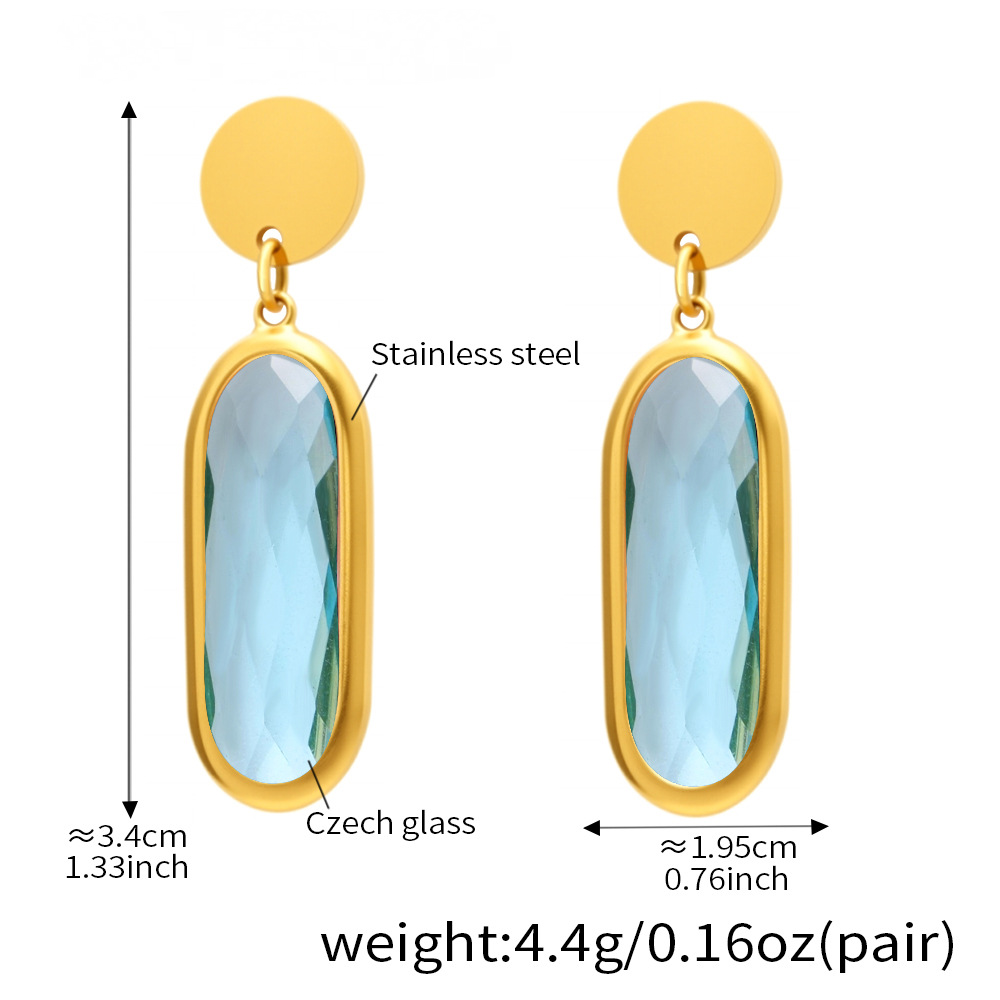 18K Gold PVD Disc Cut Glass Stud Earrings