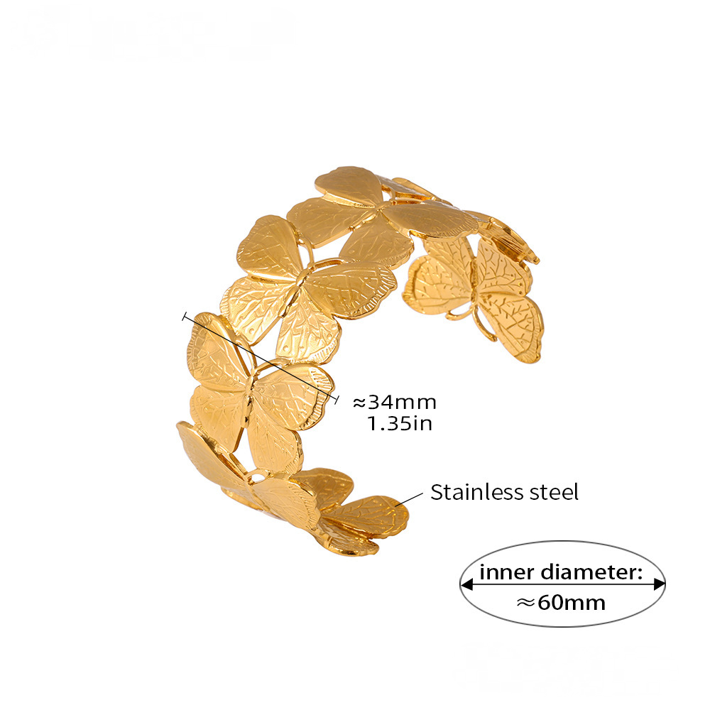 Butterfly Pattern Stainless Steel Cuff Bracelet