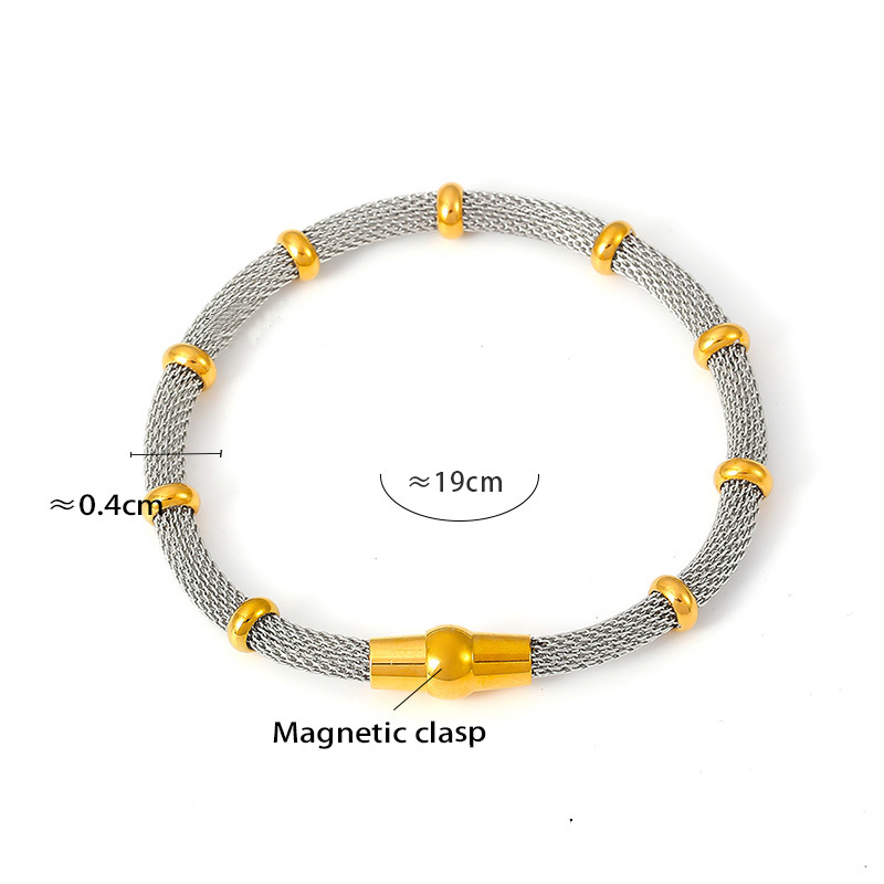 Metal Mesh Round Stainless Steel Bracelet