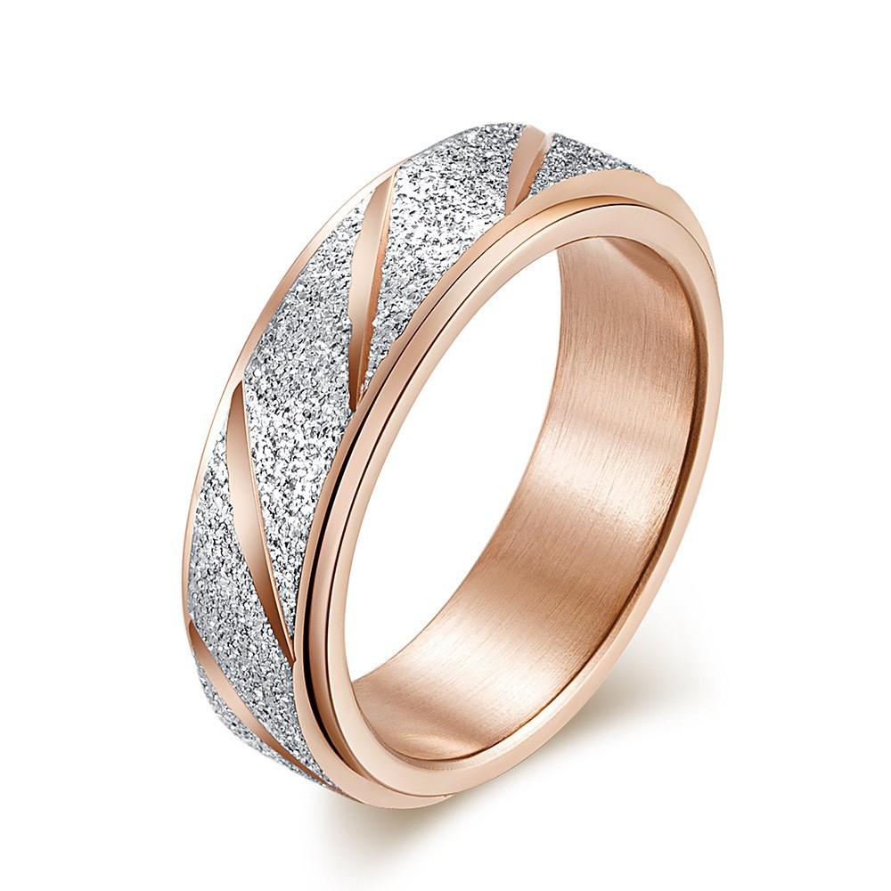 Brushed Flower Spinner Stainless Steel Ring