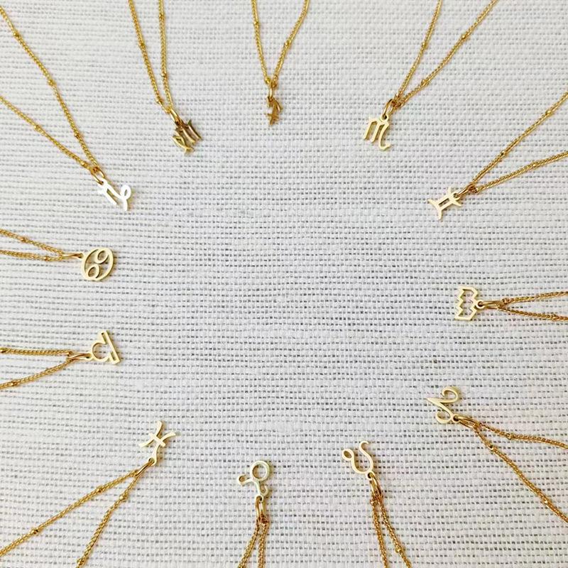 Stainless Steel Ball Chain Zodiac Necklace