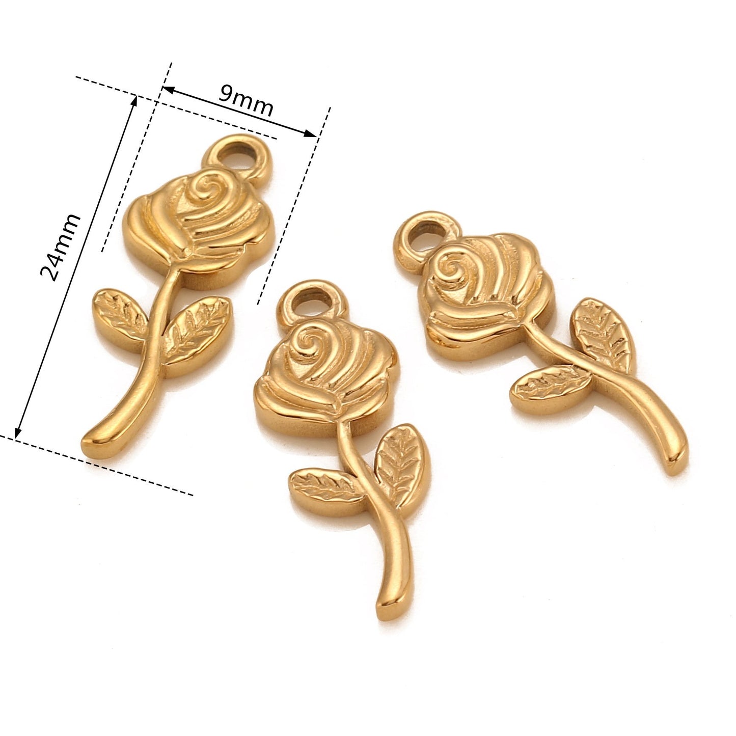 Pendentif en acier inoxydable avec rose