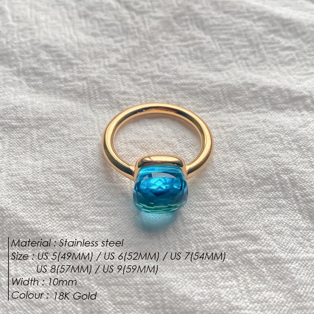 Stainless Steel Irregular Square Birthstone Ring