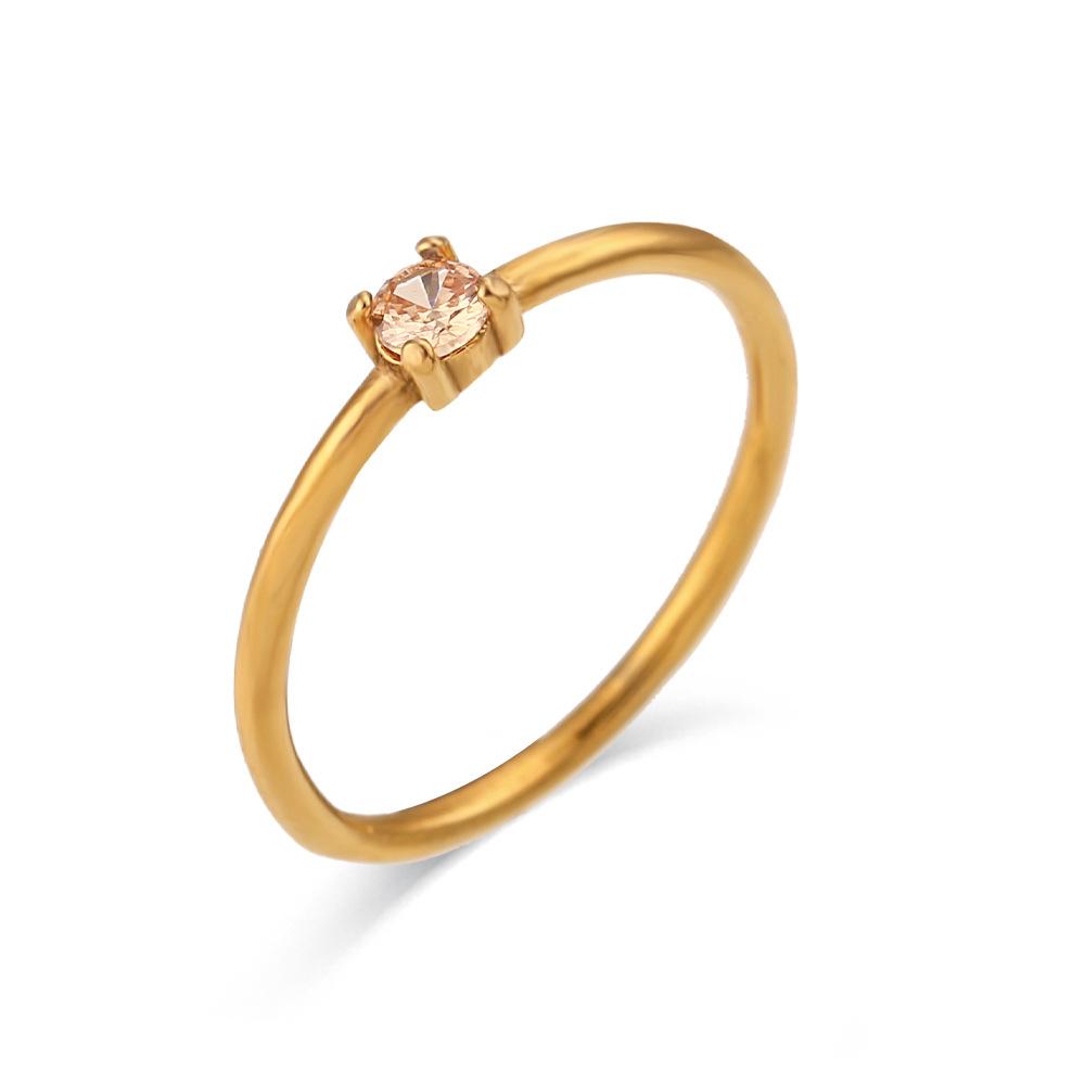 18K Gold PVD Stainless Steel Prong Set Birthstone Ring