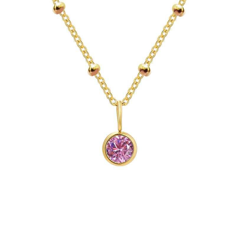 Stainless Steel Ball Chain Birthstone Necklace
