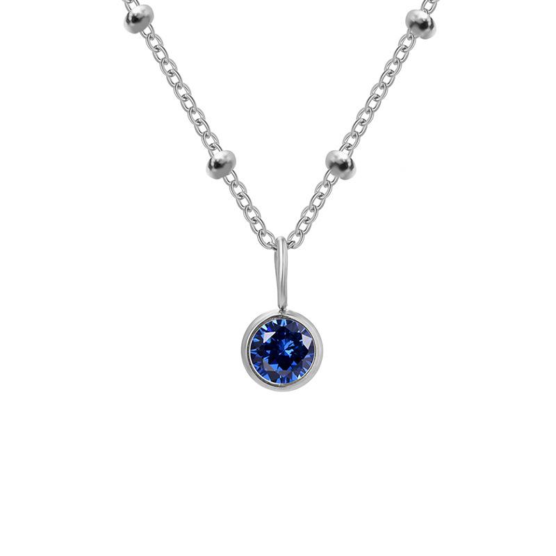 Stainless Steel Ball Chain Birthstone Necklace