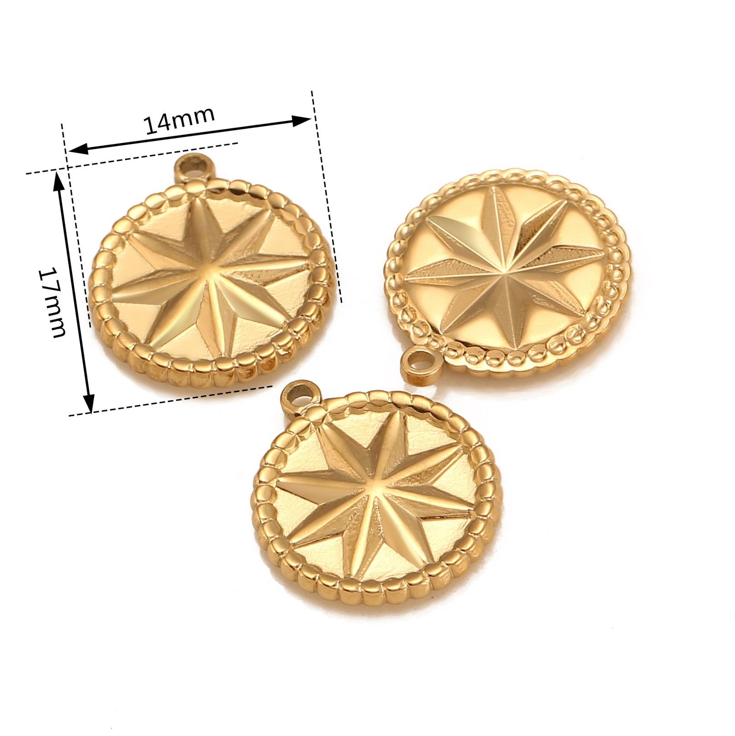 Stainless Steel Lucky Compass Eight-Pointed Star Pendant