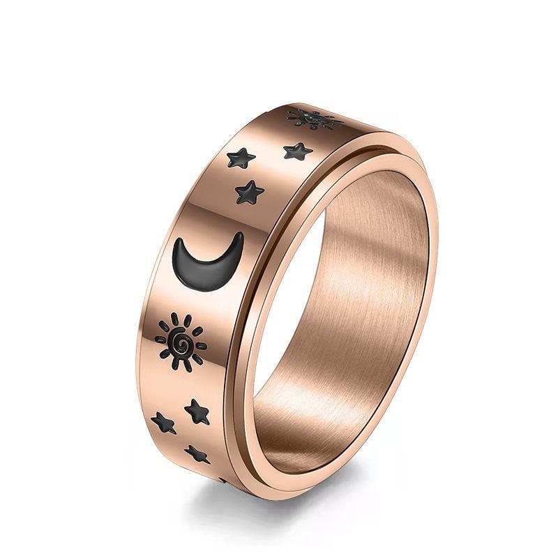 Star Moon Sun Stainless Steel Spinner Ring