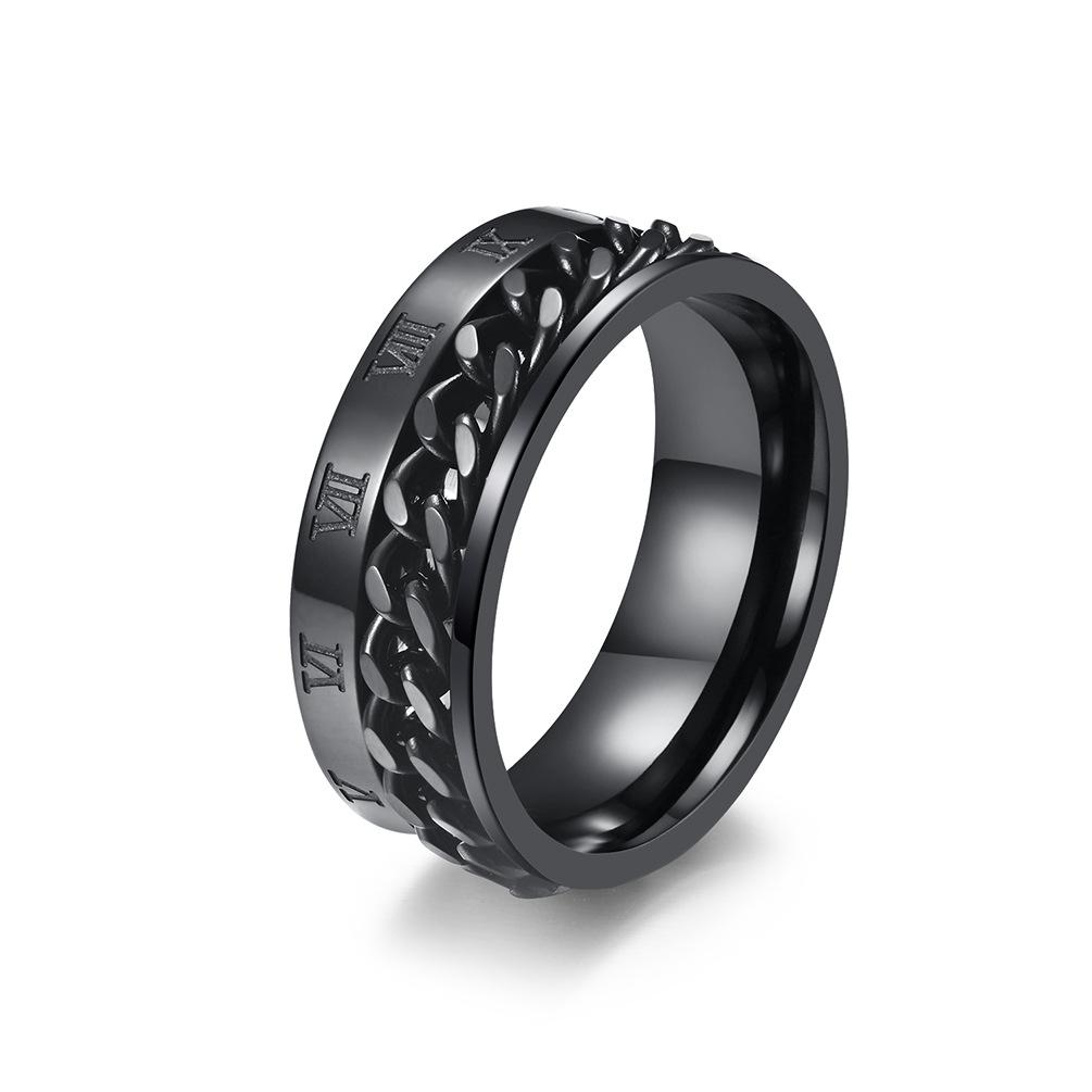 Stainless Steel Roman Numeral Chain Spinner Ring