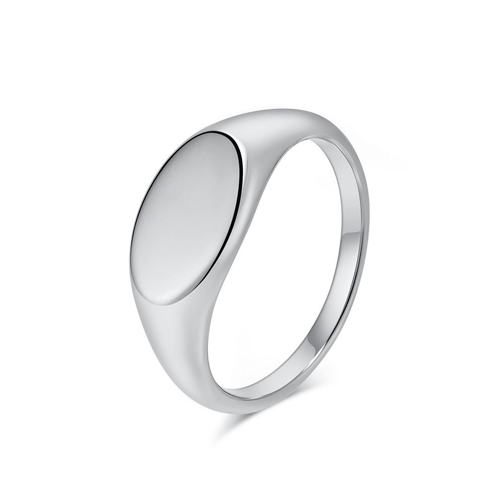 Stainless Steel Oval Seal Polished Women's Ring