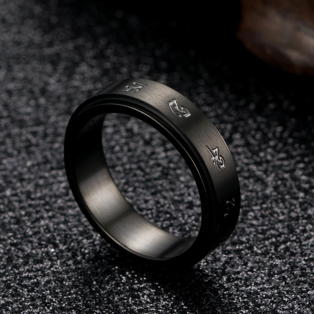 Stainless Steel Black Spinner Ring