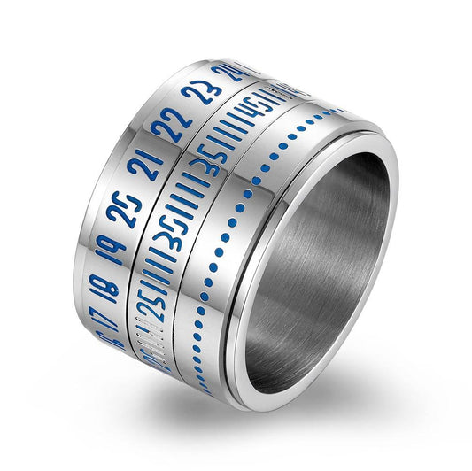 Blue Luminous Arabic Numeral Spinner Ring