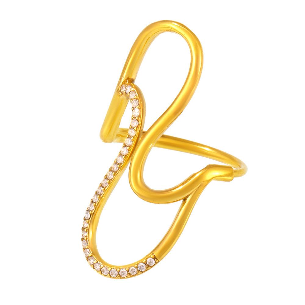 Bague manchette en acier inoxydable avec zircone cubique S Line
