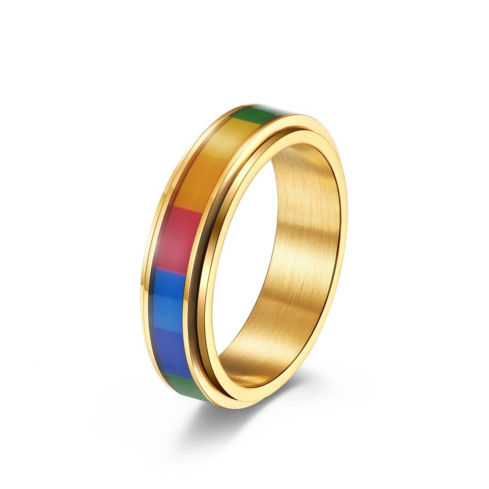 Stainless Steel Rainbow Spinner Ring