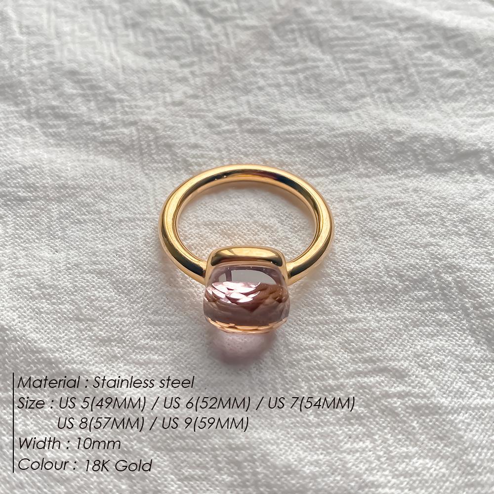 Stainless Steel Irregular Square Birthstone Ring