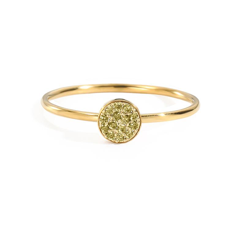 Stainless Steel Round Inlay Birthstone Ring