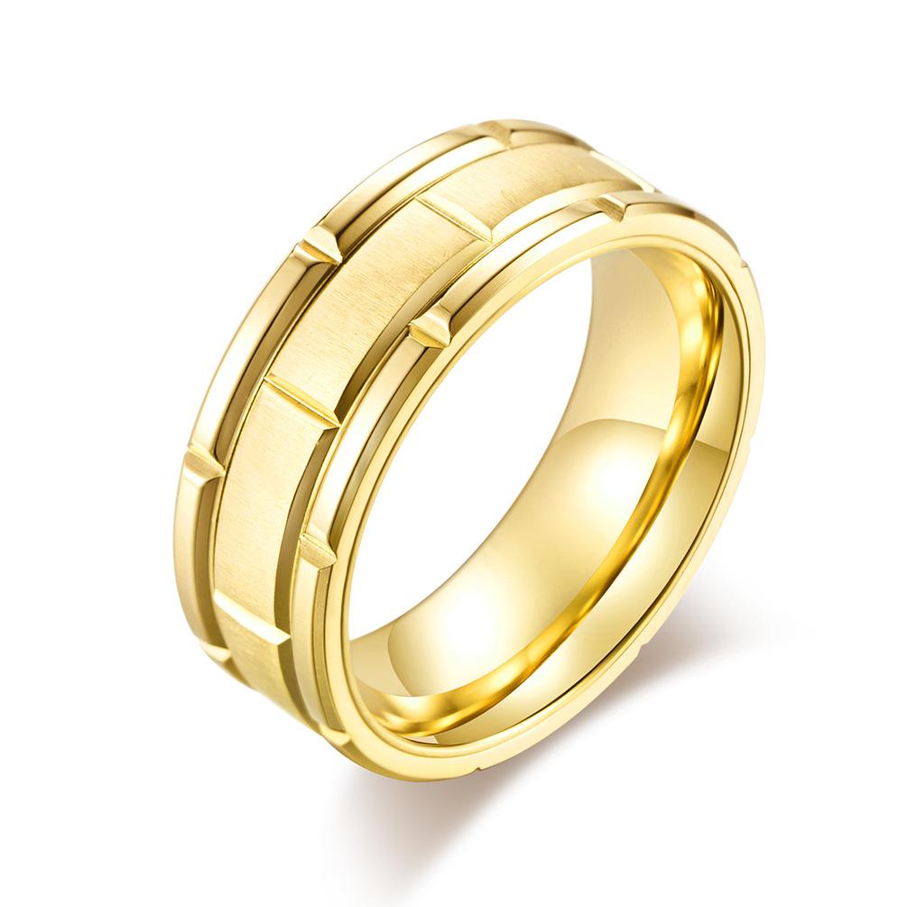 Rectangular Fluted Brushed Stainless Steel Ring