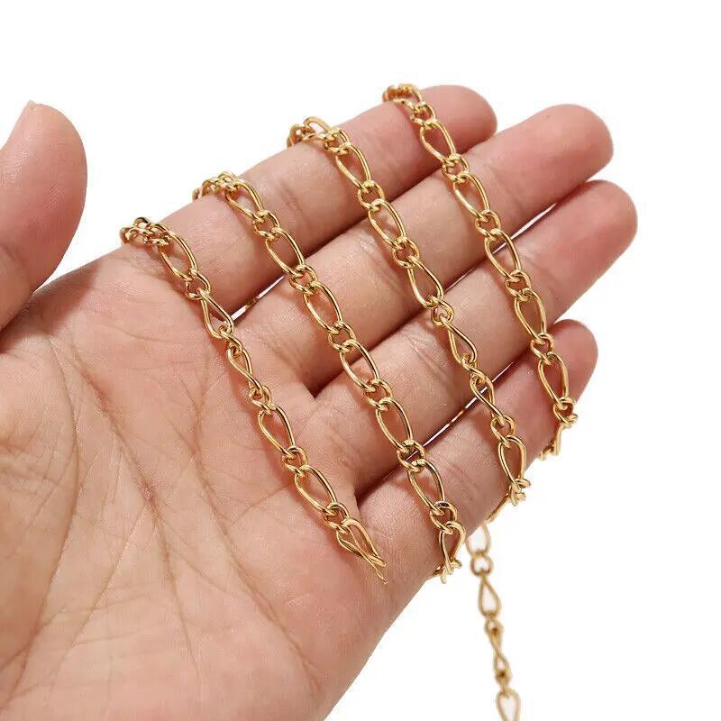 5mm 18K Gold PVD Stainless Steel Figaro Chain Chain - By the Meter