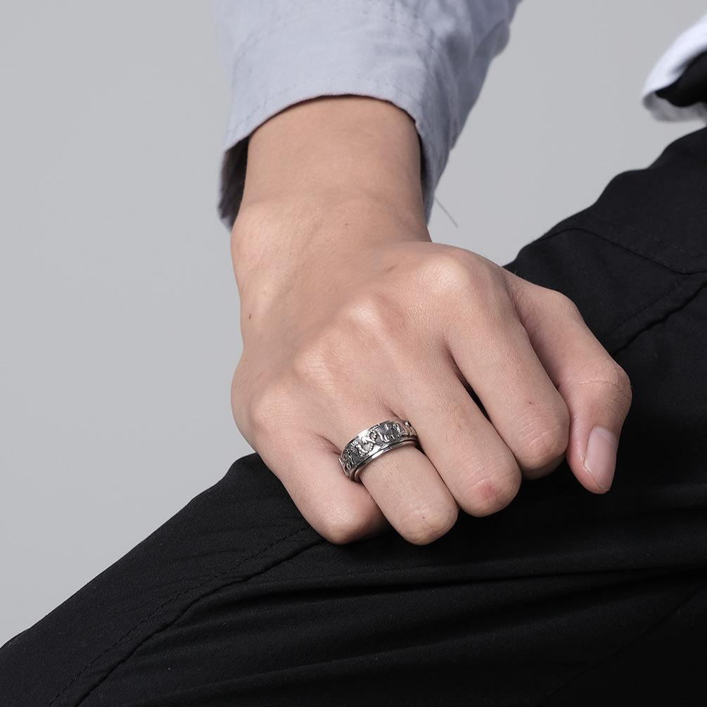 Ancient Egyptian Symbols Stainless Steel Spinner Ring