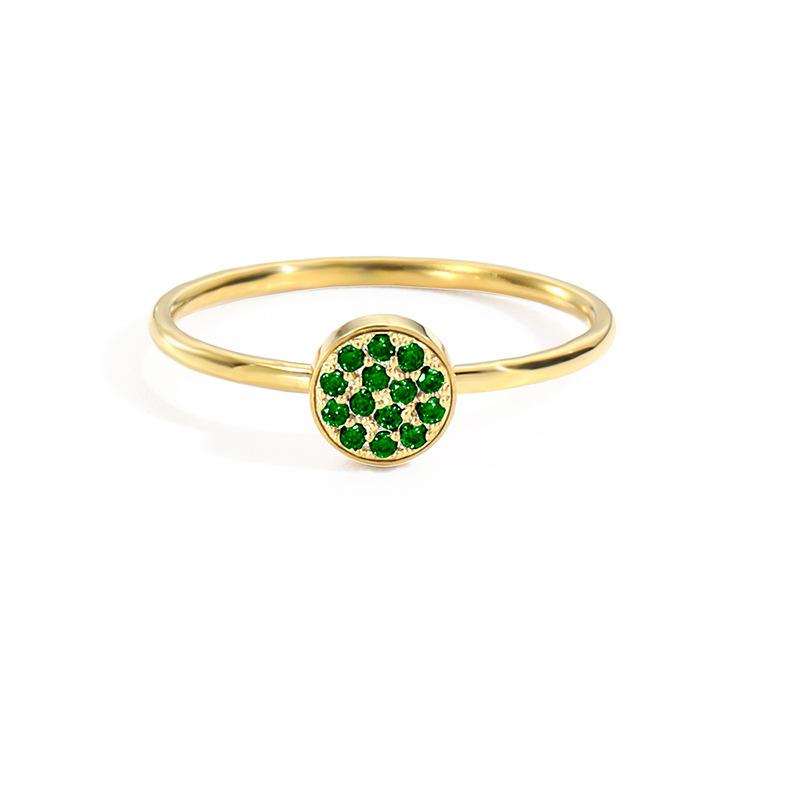 Stainless Steel Round Inlay Birthstone Ring