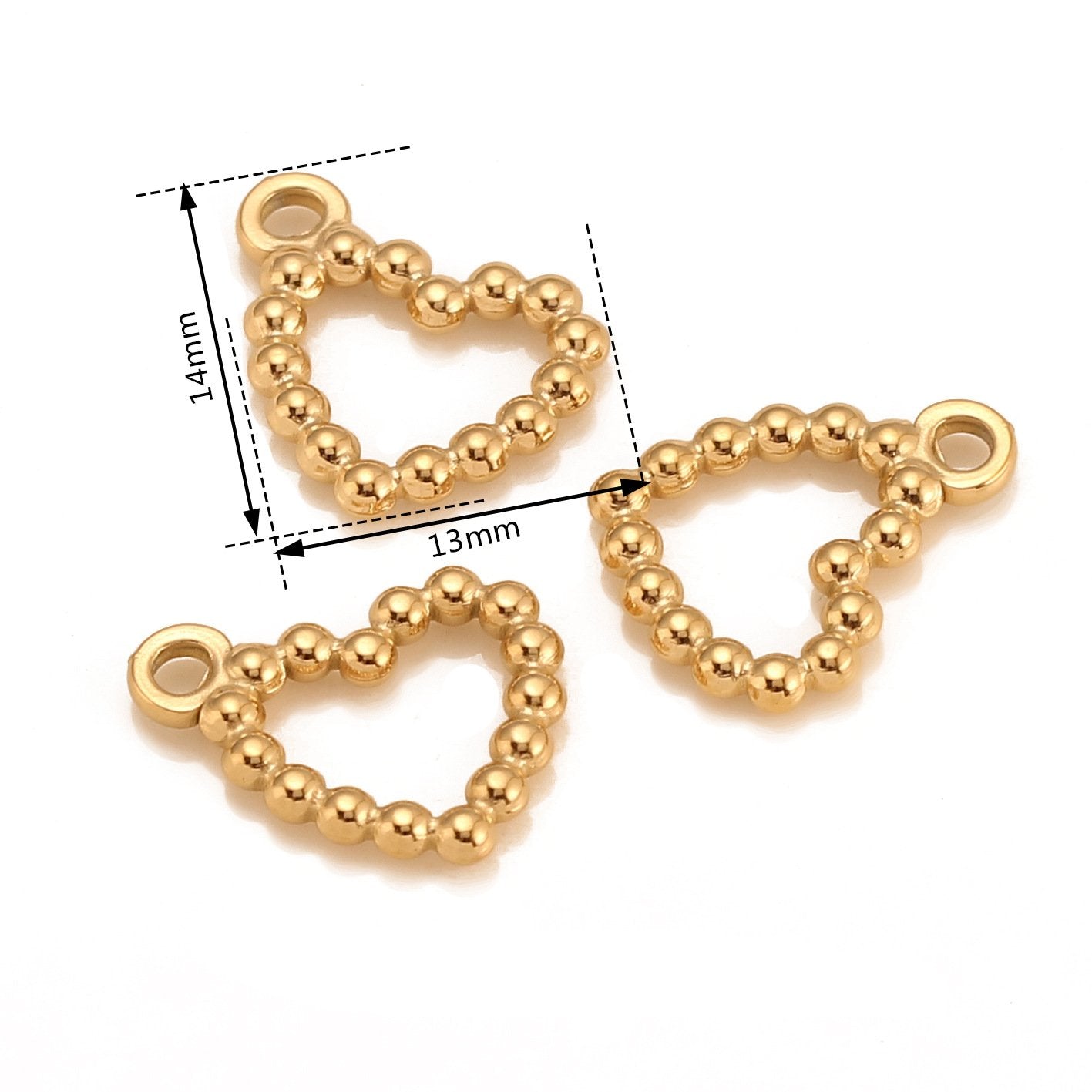 Pendentif en forme de cœur avec boule en acier inoxydable