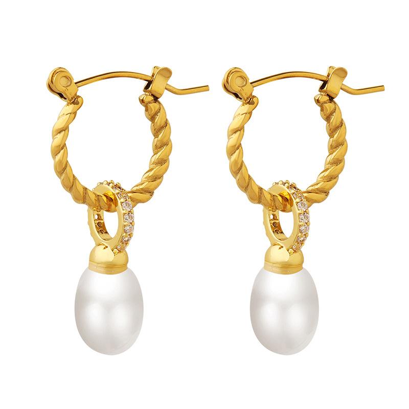 Thread Single Imitation Pearl Dangle Earrings